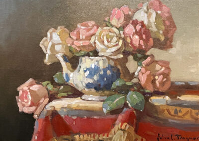Delft Teapot with Roses